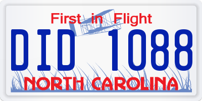 NC license plate DID1088
