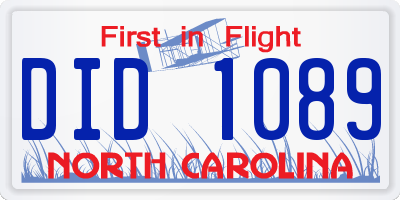 NC license plate DID1089