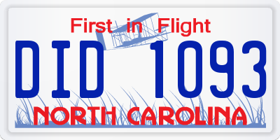 NC license plate DID1093