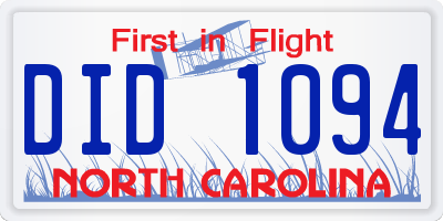 NC license plate DID1094