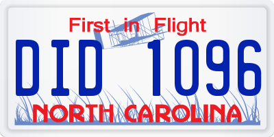 NC license plate DID1096