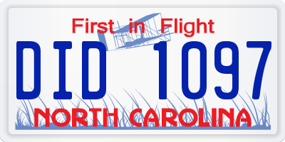 NC license plate DID1097