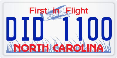 NC license plate DID1100