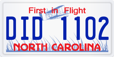 NC license plate DID1102