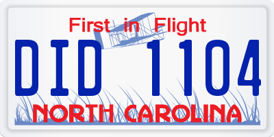 NC license plate DID1104
