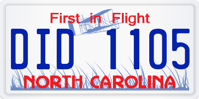 NC license plate DID1105
