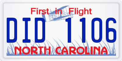 NC license plate DID1106