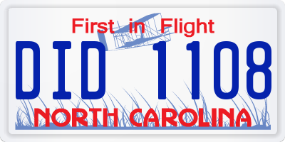 NC license plate DID1108