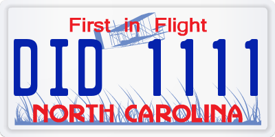 NC license plate DID1111