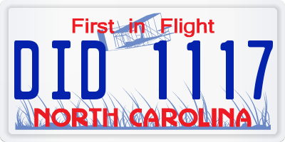NC license plate DID1117