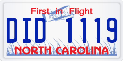 NC license plate DID1119