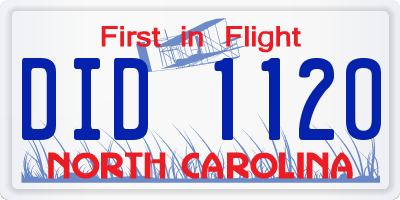 NC license plate DID1120