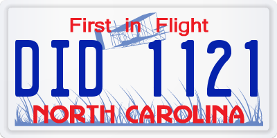 NC license plate DID1121
