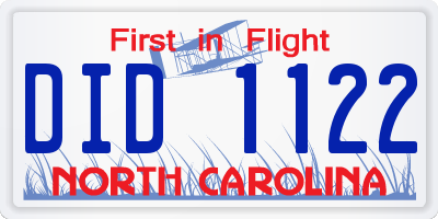 NC license plate DID1122