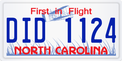 NC license plate DID1124