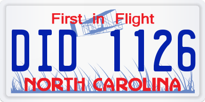 NC license plate DID1126