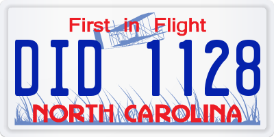 NC license plate DID1128