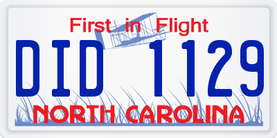 NC license plate DID1129