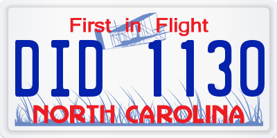 NC license plate DID1130
