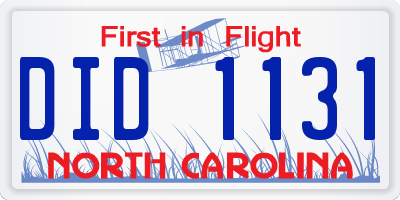 NC license plate DID1131