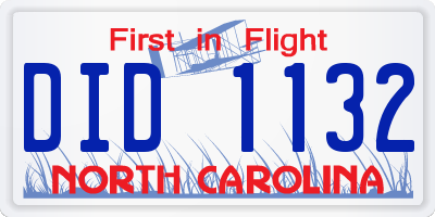 NC license plate DID1132