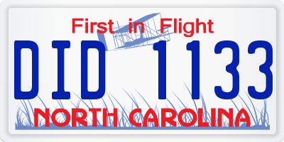 NC license plate DID1133