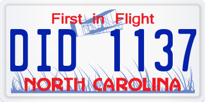 NC license plate DID1137