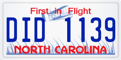 NC license plate DID1139