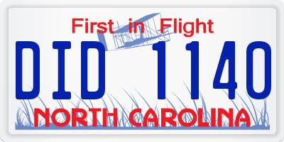 NC license plate DID1140