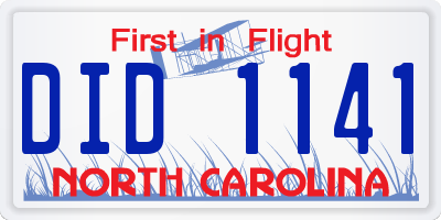 NC license plate DID1141