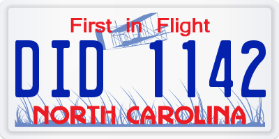 NC license plate DID1142