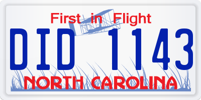 NC license plate DID1143