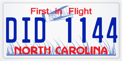 NC license plate DID1144