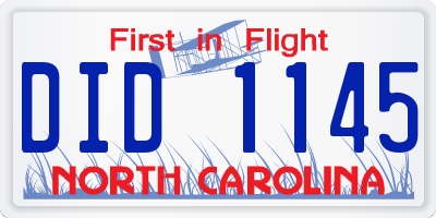NC license plate DID1145