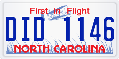 NC license plate DID1146