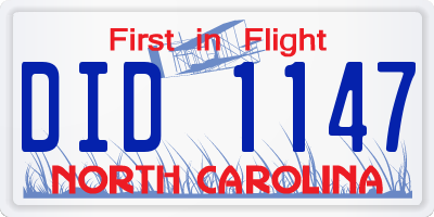 NC license plate DID1147