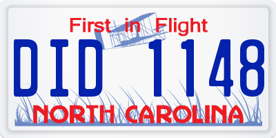 NC license plate DID1148