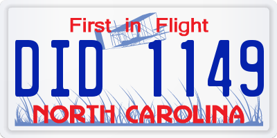 NC license plate DID1149