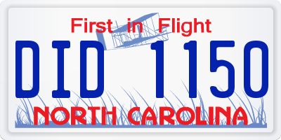 NC license plate DID1150