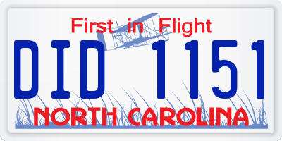 NC license plate DID1151