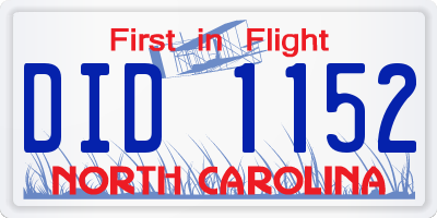 NC license plate DID1152