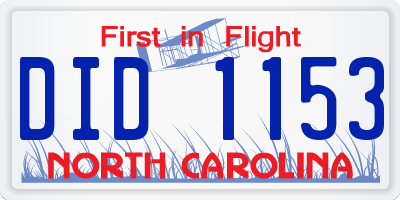 NC license plate DID1153