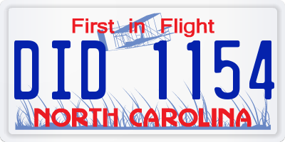NC license plate DID1154