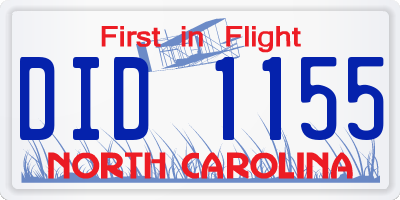 NC license plate DID1155