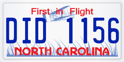 NC license plate DID1156