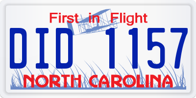 NC license plate DID1157