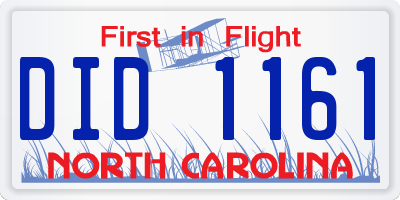 NC license plate DID1161