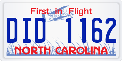 NC license plate DID1162