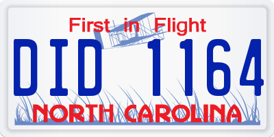 NC license plate DID1164