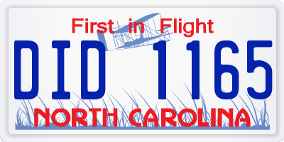 NC license plate DID1165